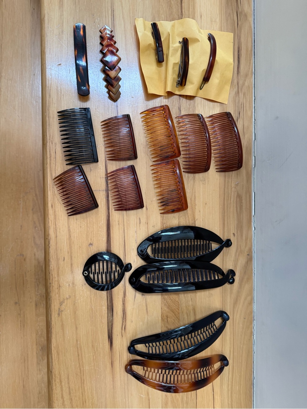 Tortoise Shell Hair Combs and Clips Set